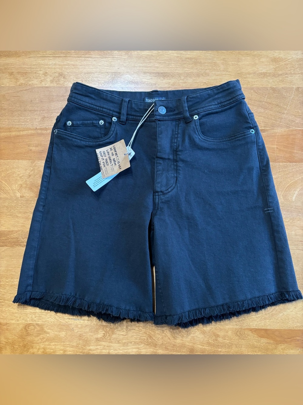 Toad&Co Balsam Seeded Cutoff Short-Washed Black 4 Denim Raw Hem Fringe Casual